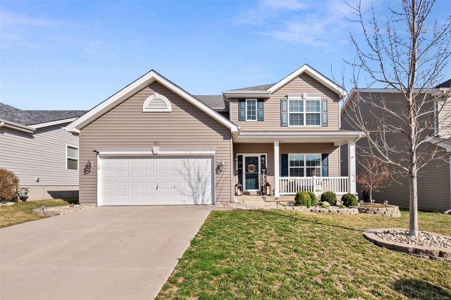 Welcome to 431 Peruque Hills parkway, conveniently located right off of highway 70 and in the highly coveted Wentzville school district. When you walk in you will be greeted with a grand two story entrance and then 11 foot ceilings continue throughout the entire first floor. Throughout the main level you will find a large dining room, laundry, half bath and an open concept living room and eat-in kitchen. Head out back to the fenced in yard with a perfect patio for entertaining that backs to common ground making for an ideal outdoor space for your family to enjoy. Then head back inside and walk downstairs into the perfect finished basement with plenty of room for play, a living space, a bar and still ample space for storage. On the second floor there are 4 bedrooms including the large master bedroom with a master bathroom and large walk-in closet. To top off this beautiful home it is located in a family friendly subdivision right next to walking trails.