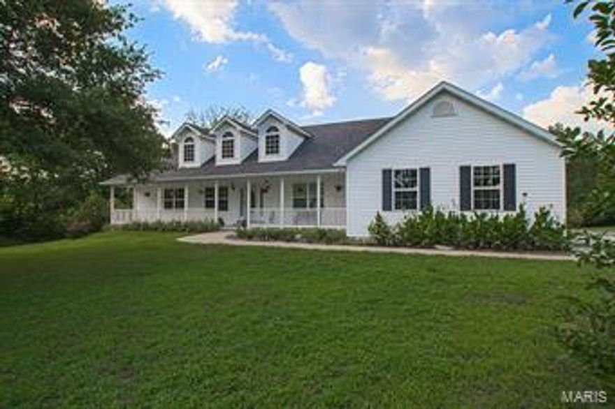 Stunning, Custom-Built 4 bd, 3 ba ranch on 5.58 acres in the much desired Jefferson R-VII School District!! With over 3,000 sq ft of living space, this home is perfect for a growing family or entertaining. You will enjoy privacy on your front covered porch drinking your coffee or have BBQ on your large back deck over looking your beautiful back yard. The home was uniquely designed with a divided bedroom floor plan, large main floor laundry room and vaulted ceilings. The finished basement has windows that extend along the back, a family room, bedroom/living area, full bathroom and  large bonus room that could be used as another bedroom. The master bedroom has a coffered ceiling, large walk-in closet and master bath with Jacuzzi tub and separate shower. It is evident that the one and only owner of this home has kept it well maintained inside and out with the septic system being serviced every 6 months. The water softener, security system and shed will be included. Call now!