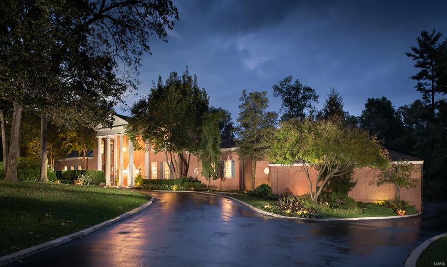 Grace and elegance. 3.8 Estate at the epicenter of Ladue's most exceptional properties [Click MovieReel Icon or Virtual Tour for Video]. Open, functional floorplan with Main Floor Master Wing with Fireplace, his&her closets and dressing rooms, and Master bath w/ steam shower, heated floors & continuous hot water.  Expansive Kitchen/Hearthroom. Highest level of construction.  7BR, 10BA, 7FP, 9,325SF. Lower Level is 3,250SF & walkout. Photos are composition of actual and staged choices. Dining Room seats 20. Breathtaking  views. All bedrooms, en suite, spaced for maximum privacy and multi-generational living (2 Suites on main, 2 Suites on 2nd; 2 Suites, above grade, LL.) Resort setting with pool, patios & terraces. The oversize 3-car garage is heated. 100KW generator (all-house). Geothermal heating and cooling +humidity controls. Private gate access to I-40, gets you to airport in 8 minutes w/no lights, no stops. Replacement cost, $4Million+.