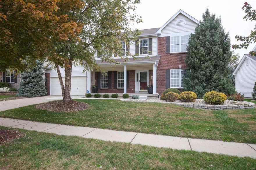 Beautiful 1.5 story home in sought after Winghaven community. From the moment you enter the home you will appreciate the detailed custom millwork throughout the main level & gleaming hardwood floors. The kitchen is bright & open to the spacious family room - with a wall of windows, enjoy plenty of sunshine! The main floor master suite is a lovely & private retreat. There is plenty of room for a CA king, sitting area & will accommodate oversized furniture. The master bath has a jacuzzi tub, double vanity, and newer shower. A spacious walk in closet just off the bathroom makes it convenient as you get ready for the day. Upstairs is a 23x19 loft & three roomy bedrooms, all with walk in closets, two of which have been customized. The spacious patio overlooks the private, level lot lined with trees. Imagine the fun you will have with friends & family as all enjoy this gorgeous yard. Conveniently located between 40/64 & 70 & just south of 364. Winghaven golf and social memberships available!