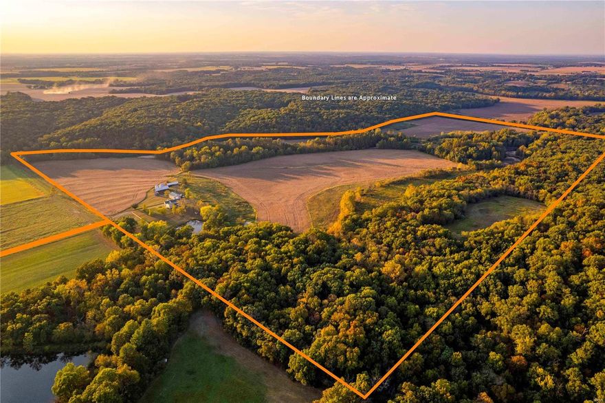 This farm is a must see; 167 ac with 69 in beans, 5 in CRP, and the rest in timber and dormant fields. Amazing hunting or family retreat opportunity. There is a creek running through the property and serves as a wildlife corridor. The CRP creates great bedding and cover. Dormant fields are ready to be reclaimed. The homestead is a huge value. Multiple outbuildings include a 35x50 machine shop with concrete floor and 12x12 doors, 2 large pole barns, a 45x65 barn, and 2 grain bins with new blowers. The 2896 sq ft home is in great shape with solid oak floors. 4 bed/4 baths are arranged with master suit on the main with another master suite on the 2nd floor and 2 add’ bedrooms and hall bath. There is a large kitchen with abundant counter space with dining or living overlooking a sweeping view of the farm. The front room can serve as dinning or living room. There is also a utility with bathroom. The walk out basement can be finished. Lastly, the covered porch will be a favorite spot.