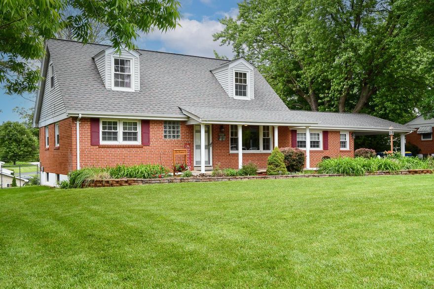 Wonderful Cape Cod brick home w/ covered porch on .46 acre, park-like lot!  This wonderful home features 3 bedrooms / 2 full bathrooms. Enter the home and find large living room/dining room combo space w/ beautiful natural light. Updated kitchen ('15) w/ Plenty of cabinet & quartz counters & pantry. Newer ('21) convection double oven/stove, Microwave & ceiling fans. Huge master bedroom, w/ space for sitting area & tons of closet space. Large Family room transitions to 35 ft. wood deck and large backyard. 1st floor has Bath Fitter walk-in shower & 2nd floor full bath tub/tile/surround have been updated/re-glazed. Upstairs find 2 additional bedrooms. (Bedroom #3 has new carpet and walk-in cedar closet). Basement is partially finished and has lots of storage space. Laundry room is in the basement (washer and dryer stay). Covered carport. (Riding mower & shed stays). Seller offering 1 year  2-10 home warranty to buyer at closing. AND remainder of TruGreen service already paid for. Sweet!