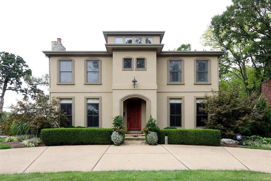 Exceptional design and stunning architecture just steps from downtown Kirkwood!  The foyer showcases the stunning 2.5 story staircase and leads to an open parlor adorned with built-in bookcases.  The completely updated kitchen features custom cabinetry and top-of-the-line appliances: Viking, Bosch, Dacor.  Through the luxury butler pantry you’ll come to the large dining room with woodburning fireplace.   The family room features a gas stone fireplace, coffered ceilings, windows & French doors to a gorgeous patio that offers the best of outdoor entertaining.  Enjoy a fabulous master suite with an exceptional closet on the 2nd floor.  A second bedroom suite, two additional bedrooms with a Jack & Jill bath complete the second floor.  Finished lower level with movie theater, game room, and half bath.   Additional features include main floor laundry, a private guest suite, and 3-car garage! This is truly a magnificent home!