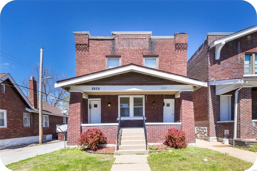 Remember the 1% rule? We're brining it back because this building will exceed it! The inviting front porch will give a warm welcome as you step into this charming 2-family with ample natural light. Each unit has a formal living space, large eat-in kitchen and dining space along with 2 bedrooms. Located on a quiet block, it also has a fully fenced backyard with off-street parking.  Quick access to I-55, Carondelet park, and some of St. Louis' finest restaurants.