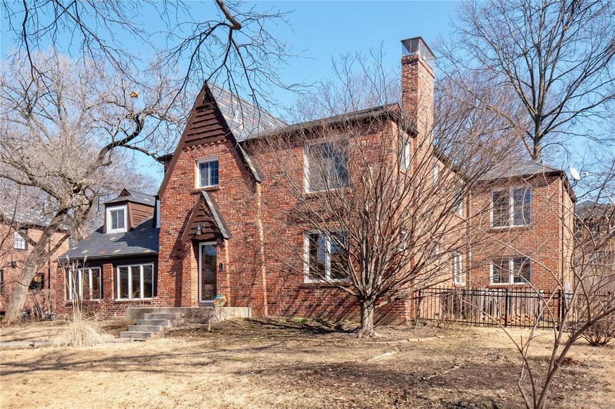 Nestled on a lovely tree-lined street in coveted Moorlands, this Fantastic Brick Two-Story home offers 4 Bedrooms and 3.5 Bathrooms, topped with a timeless slate roof. Upon entry, adorned with beautifully refinished wood flooring, the family room is complete with a fireplace & seamlessly flows into the kitchen with stainless appliances, including refrigerator, gas stove 2024, built-in shelves, MOVABLE island, Corian countertops, and access to the mudroom. Newly completed 2023 enclosed front porch featuring a tongue and groove wood ceiling & opens to the new den which awaits from the side entrance. 2022 detached two-car garage is host to a spacious upper-level offering versatility. A 2005 second floor remodel introduced a Primary En suite with a walk-in closet & luxury bathroom.  Additional bedrooms, a nook and an updated hall bathroom complete the upstairs. The lower level provides a family room and full bath.  HVAC and water heater 2019.  Main Floor laundry. Esteemed Clayton schools! Additional Rooms: Mud Room