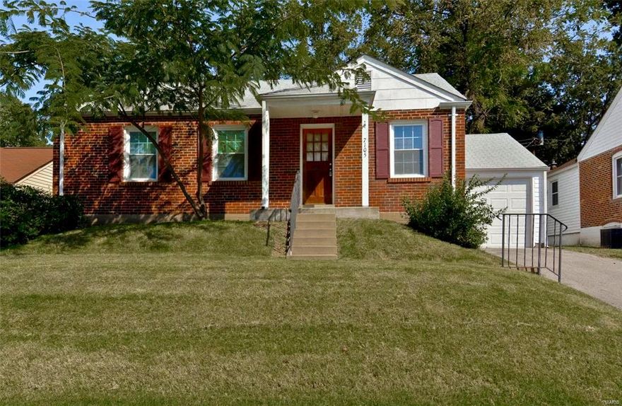 Welcome Home to Mackenzie Place!  Nice 2 bedroom 1 bath brick bungalow located in Affton now available for lease.  Covered front porch leads into the living room that offers ceiling fan and hardwood flooring that extend into most of the main floor.  Adjacent separate dining room will be perfect for family meals.  Kitchen offers smooth top electric stove, side by side refrigerator, and pantry.  Two similiar sized bedrooms each with closets.  Hall bath with ceramic floors.  Coat or linen closet in center hall.  Thermal windows, mini-blinds, central air, gas heat.  Unfinished basement allows for additional storage.  Private driveway leads to attached garage with remote opener.  Make this your new home today!