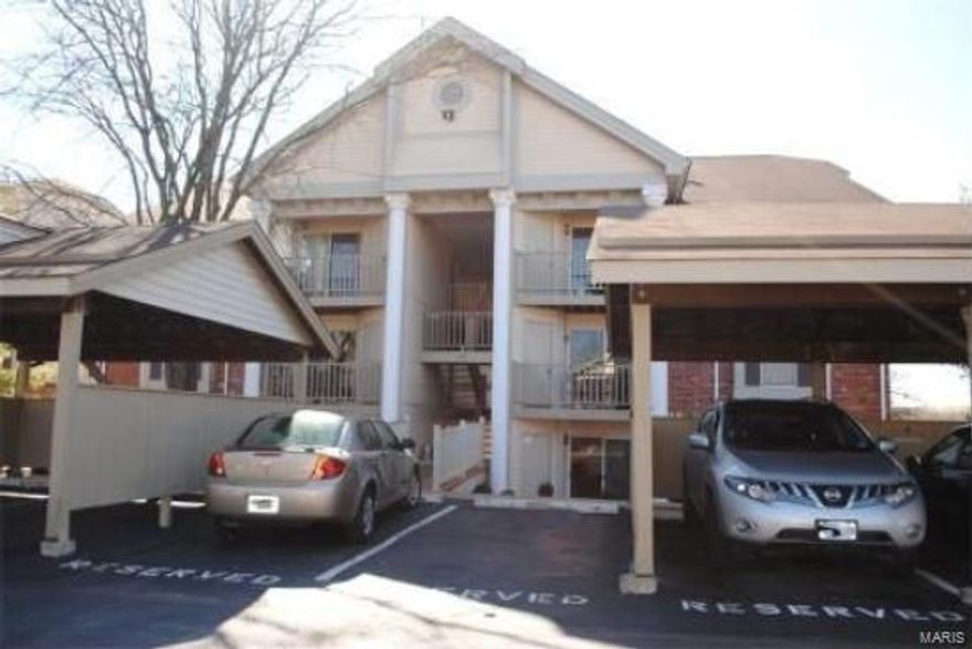 This updated 2 bedroom, 2 bath condo is located in a quiet subdivision, in Parkway School district. The spacious living room has laminate flooring, ceiling fan and a sliding door leading out to the balcony with storage area. The eat-in kitchen offers a coffered ceiling, black appliances, and ceramic tile flooring. The main floor laundry offers a stack-able washer/dryer. The master bedroom is complete with an attached bath, his/her closets and ceiling fan. The 2nd bedroom is also a good size with a large closet and ceiling fan. Both bathrooms have been recently remodeled. There is a carport with this condo. Additional amenities include 2 pools and a club house. Condo association fees and following utilities are included in the rent: water, sewer and trash. NO PETS. One month deposit and one year lease. Credit and Criminal background check will be requested.