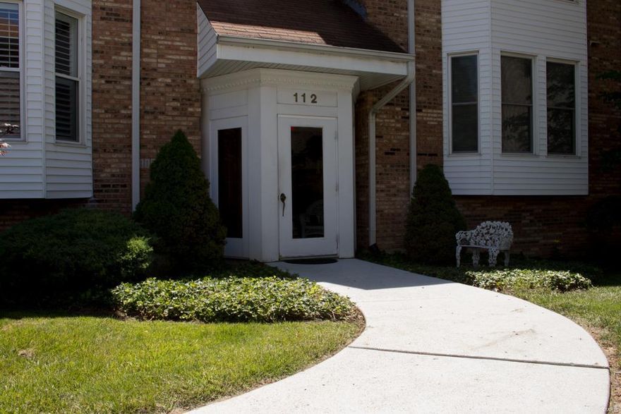 No showing until Open House 6-4 from 1-4 PM.  Welcome to the Kirkwood Carefree Condo Living! Enjoy this delightful walkable neighborhood and leave the maintenance behind.  Spacious Open Floor Plan includes Great Room, Dining/Kitchen with loads of Natural Light.  Breakfast bar in Kitchen with All Appliances to stay.  Master Bedroom with walk in closet and Full Master Bath.  Main Floor Laundry with stackable washer/dryer to stay.  Plantation Shutters throughout!  Hardwood Floors! Crown Molding!  2 Bedroom, 2 Bath Condo with 2 Car Tandem Tuck-Under Garage Parking.  Just 16 units in two buildings.  Charming outdoor sitting area. Elevator for your convenience is right outside your door and leads to the garage so no steps.  Wonderful built in storage closet in front of garage space.  The Heart of Kirkwood is waiting for you to make this your new home!  Enjoy restaurants, shopping and all that Kirkwood has to offer. Close to major highways and transportation. Some Accessible Features Location: Ground Level