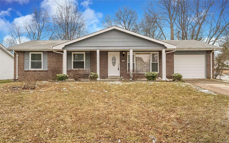 As soon as you enter through the custom front door with etched glass, you will notice the all new laminate flooring and recessed lighting, giving this freshly painted 1,144 sq ft ranch home a modern feeling.  Separate dining and kitchen area with pass-through for entertaining.  Remodeled main bath has elegant finishes and upgraded tile work. There is a half-bath off the spacious master bedroom, for a total of 3 bathrooms.  The large, open finished basement area is a great place for the kids to play or for an extra family room.  There is a lower level sleeping area and full bath with walk-in shower.  An added bonus is the workshop with lots of built-in storage shelves.  Huge, level and fully fenced backyard with a large patio and built-in firepit is ready for your backyard barbecues and outdoor entertaining. Located in St. Charles with quick access to major highways 70, 364 as well as 94.   Don't miss this opportunity for a newly updated, move-in ready home in a great location!
