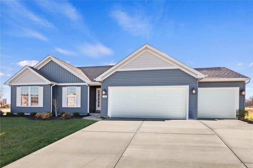 This To-Be-Built Rockport ranch-style home features a split Bedroom, open concept plan with 3 Bedrooms, 2 Bathrooms, main floor Laundry, and 2-car garage. The home opens to a spacious Great Room, sunlit Dining Area, and Kitchen that includes an over-sized island with additional seating. The Owners' Suite is the perfect retreat, featuring a spacious Walk-In Closet and private Owner’s Bath. Options like 3-Car Garage, vaulted ceilings, a fireplace, or bay windows can truly customize your new home. All Rolwes Company homes include enclosed soffits and fascia, integrated PestShield pest control system, fully sodded yards, and a landscape package. Pictures may vary from actual home constructed. See Sales Representative for all the included features of this home and community.