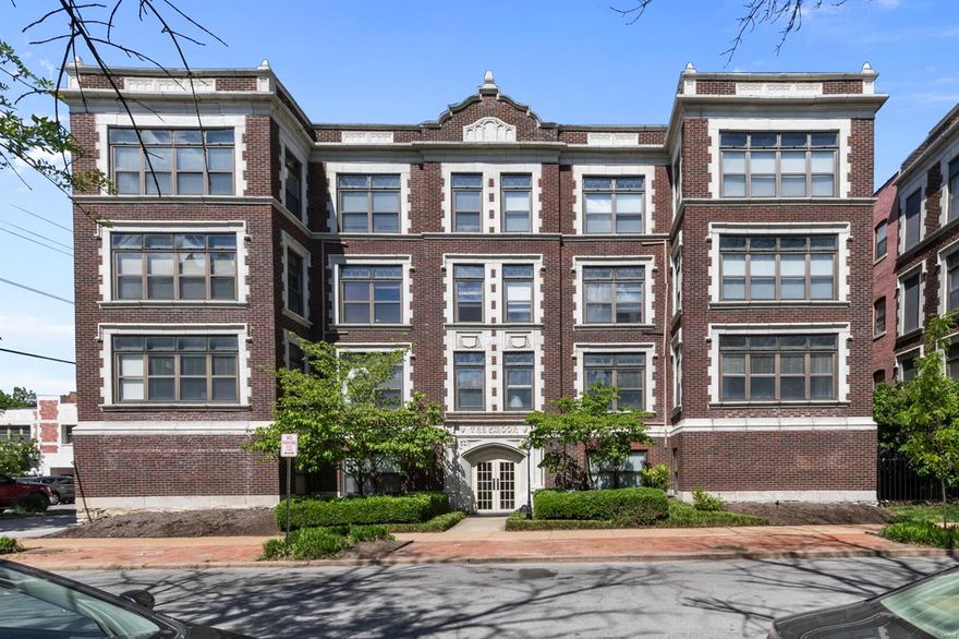 Modern and updated Condo close to museums, public transportation, universities and features updated amenities w/original architectural detail. Secured vestibule with marble floors, walls and stairs.  Great room with gorgeous hardwood floors, crown molding, 6-panel doors all flooded with natural light filtering through huge windows. Great room is flexed and offers dining options. Updated kitchen w/custom maple cabinetry, stainless appliances & granite counter tops. Master bedroom features a massive walk-in closet & built in bookcase. 2nd bedroom or home office is flooded with natural light with walls of windows, recessed area perfect for office and another huge closet. There are 1.5 baths w/ceramic floors. Off the half bath is the in-unit stackable washer/dryer. In the hallway outside the condo is a private locked storage closet and a basement locker for additional storage. There is direct access to the secure gated back parking lot w/assigned space located next to the building. Location: City, End Unit