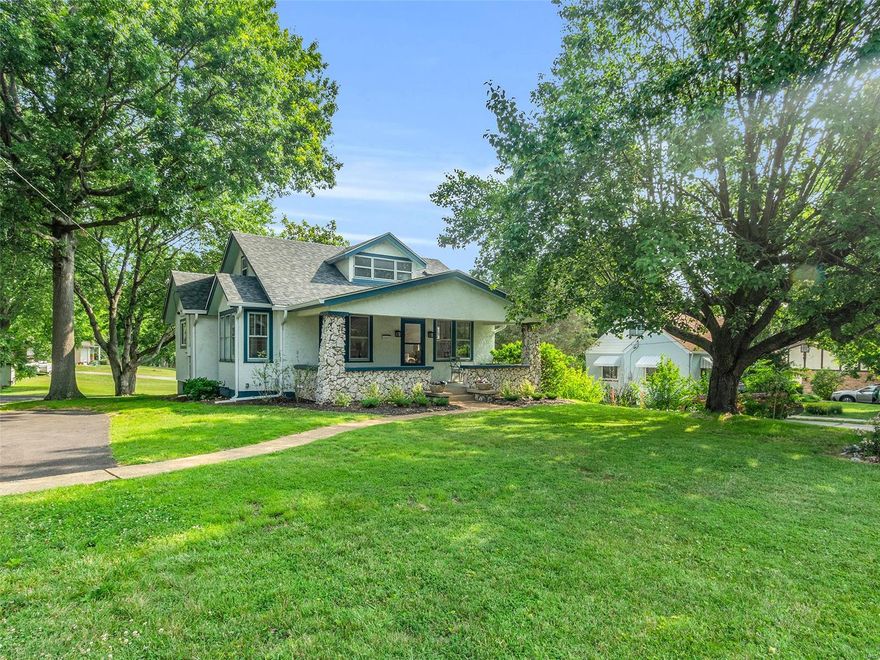 This storybook Cottage style home features vintage charm, paired with todays most wanted features. From the large covered front porch, you enter the main level which has a reimagined open floor plan that retains historic detail. There are refinished wood floors throughout the main level, original deco period art glass windows, & bookshelves flanking the electric FP. All new neutral paint throughout. The kitchen has been updated with all new stainless-steel appliances, wainscoting, quartz counters with backsplash, freshly painted cabinets, built-in pantry with pull out shelving and a center island. Additionally, the main floor has a bedroom with 2 closets and both bathrooms have been totally restyled and are a work of art. Head upstairs to two additional bedrooms, the 2nd of the two baths, and a study/playroom. A new HVAC unit has been installed to accommodate the second level. The back yard is park-like, nicely landscaped and there is an oversized one car detached garage.