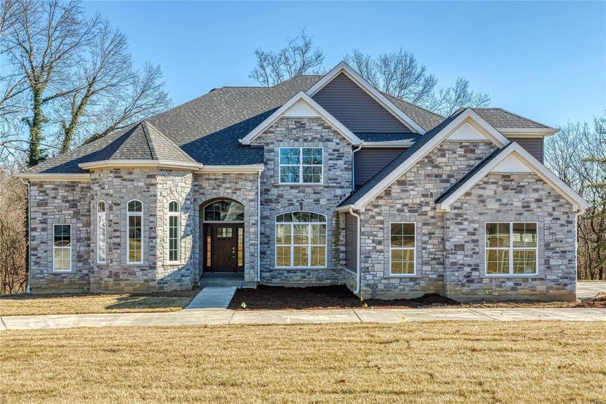 Newly built home in premier Kirkwood location. This European-inspired Estate home features soaring ceilings, extensive millwork & oak hardwoods that extend throughout the main living area. Barrel-vaulted foyer leads to private study with 14' ceiling & custom built-ins, formal dining room & stunning great room with marble fireplace & sliding glass doors that open to deck overlooking wooded ground. Spacious open kitchen with white Shaker cabinetry, granite countertops & Dacor appliances adjoins light-filled breakfast room & vaulted hearth room with stone fireplace flanked by built-in bookcases. Sumptuous master bedroom suite with octagonal ceiling, luxury bath with freestanding tub & sitting room offers a relaxing retreat. Oak staircase accesses 4 additional bedrooms, 3 with ensuite baths, bonus room & sitting room with full bath.  Walk-out, finished Lower Level includes recreation room, game room, media room & full bath. Situated on a 1+ ac lot with deck, patio & 3-car garage.