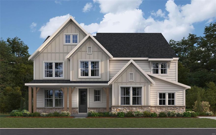 Jaw-Dropping new Pearson Modern Farmhouse plan by Fischer Homes in beautiful Street of Caledonia featuring a private study with French doors. Open concept design with an island kitchen with stainless steel appliances, upgraded cabinetry with soft close hinges, quartz counters, pantry and walk-out morning room to the large patio and all open to the soaring 2 story family room with gas fireplace with stone surround. Generational suite with full bath, walk-in closet, stack laundry closet and family room just off the kitchen. Upstairs homeowners retreat with tray ceiling and an en suite that includes a double bowl vanity, separate oversized walk-in shower, water closet and HUGE walk-in closet. There are 3 additional bedrooms, a centrally located hall bathroom and convenient 2nd floor laundry room for easy laundry days. Full finished basement  with rec room and full bathroom. 2 bay garage.