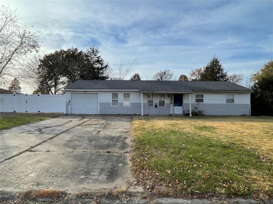 Great potential for rehabber! Wonderful location! Original Home was a 3 Bedroom, 2 Bath, Living Room, Dining Room, Kitchen, 
Utility/Laundry Room & 1 Car Garage. Home has been vacant for over a year and needs a total upgrade. There are several "obstacles" left  in living room. Use caution when viewing this home - no children and no dress shoes! No Utilities are on  or will be turned on. Electric service was on last year. Please bring a GOOD flashlight. Proceed with caution. Seasoned rehabber only - this home needs way more than paint and flooring.  Cash buyers only.  SELLER WILL NOT RESPOND TO OFFERS WHICH INCLUDE FINANCING OR AN OPTION FOR REPAIRS.  HOME HAS BEEN CONDEMED BY CITY OF OFALLON. CONTRACT TO INCLUDE "PURCHASER AGREES TO APPLY TO CITY OF OFALLON FOR A PERMIT TO REHAB HOME PRIOR TO STARTING REHAB" Home is being sold as displayed. Seller to remove NO items before closing.