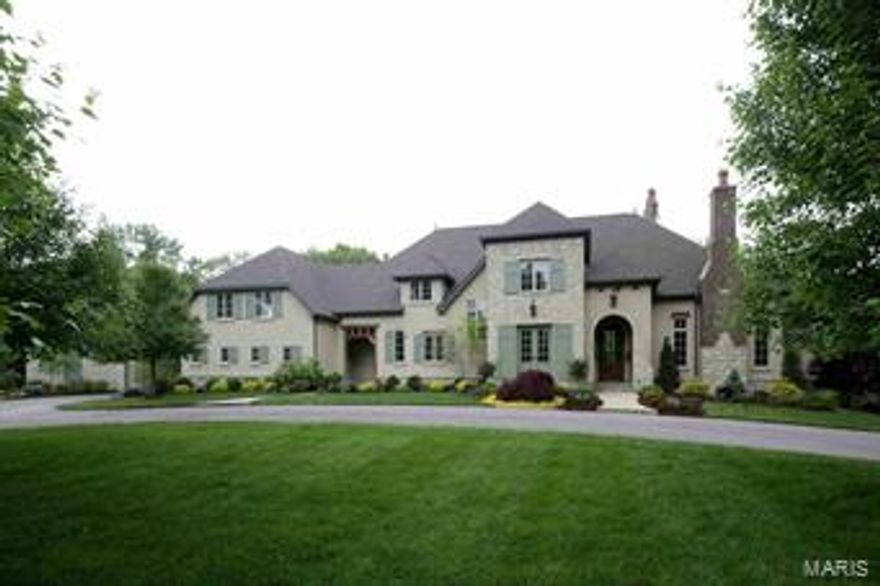 GREAT NEW PRICE!  Seven yr. old home in prestigious Huntleigh Woods. Rustic interior with authentic hand hewn beams, distressed woods & plaster walls. Approx. 10,000 sq. ft. of living space including approx. 3,000 sq. ft. in the finished lower level. Features include-5 indoor & 2 outdoor fireplaces, fabulous two level pool and entertaining areas with two gazebos, water fall, slide and water feature. Double island kitchen with top of the line appliances, main floor wine cellar, master suite with deluxe bath & two dressing rooms, three 2nd floor suites, plus loft, study area & bonus room. Lower level with exercise, theatre, bar, card room/trophy display area, 5th bedroom suite & two additional full baths-one with steam shower. Two oversized 2-car garages (one temperature controlled) with porte cochere design.  Beautifully landscaped 2+ acre lot, whole house music, extensive electronics, security, central vac, irrigation, zoned HVAC, whole house generator, etc. Spectacular property.