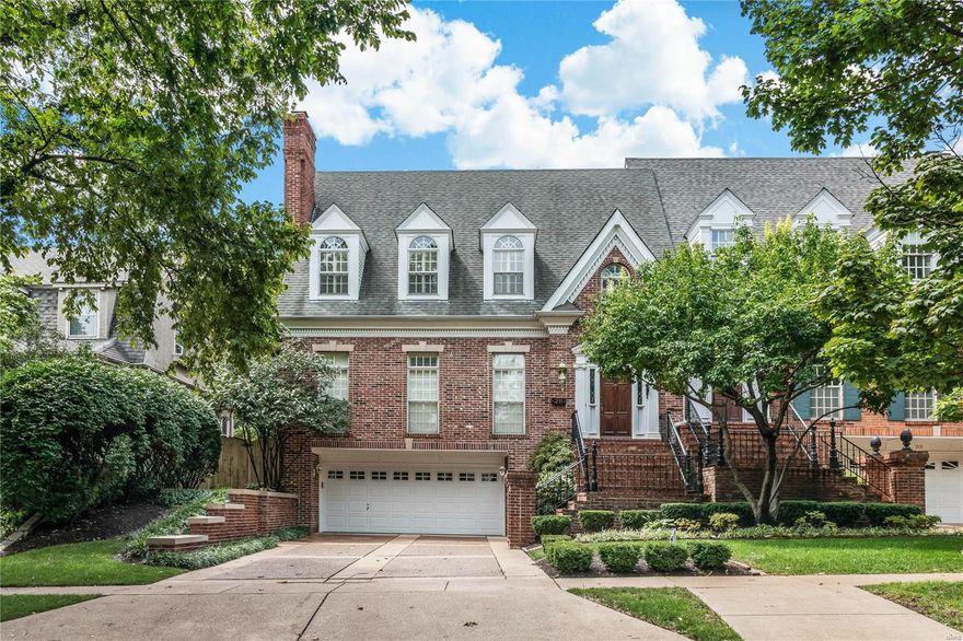 Luxury Old Town Clayton all brick residence. Private deep lot features manicured landscaping, secluded pool & patios. 2 sty foyer w/ grand staircase welcomes you. Open 1st floor plan features 10' ceilings. Formal living room has windows w/ transoms, painted box beam ceiling & a gas fireplace. Large study w/ add'l gas fireplace, bookcases & a wet bar. Large formal dining room. Kitchen has Subzero fridge, dbl ovens, 6 burner cooktop w/ pot filler.  Eat in breakfast room opens to rear patio. Main floor master suite has fireplace w/ french doors that lead to pool patio. His/Her custom walk-in closets (laundry hook ups), Add'l master built ins. Large master bath w/ great natural light. 2 beds/2 baths on 2nd floor with 9-1/2' ceilings. 3 car garage with epoxy floor. Finished lower level has rec room w/fireplace/bar/Subzero wine chiller/Viking bev center, lrg laundry, home office, 15x12 seasonal closet, great storage area. Oversized 3 car garage w/ epoxy floor. Add'l Storage on 3rd floor.