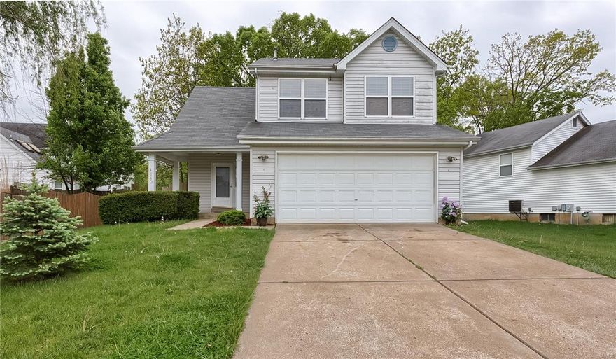 Nice 2 Story with open floor plan & finished lower level. Laminate flooring thru out with exception of tiled kitchen & baths. Vaulted ceiling in great rm with 2 skylights. Large separate dining room. Kitchen features 42 inch cabinets accented with custom design backsplash, new tiled floor & stainless appliances. Main floor features a guest powder room. Large master suite with walk-in closet, large bay, laminate flooring plus all marble full master bath. Two other bedrooms with laminate flooring plus full bath to round out the upper level. Lower level features a full bath, sleeping area, family room & utility room for laundry. Access the large deck off the great room, perfect for outdoor entertaining and enjoy the nice size fenced yard with mature trees. Two car garage with work bench & covered front porch along with low maintenance vinyl exterior. Great price in a great location!