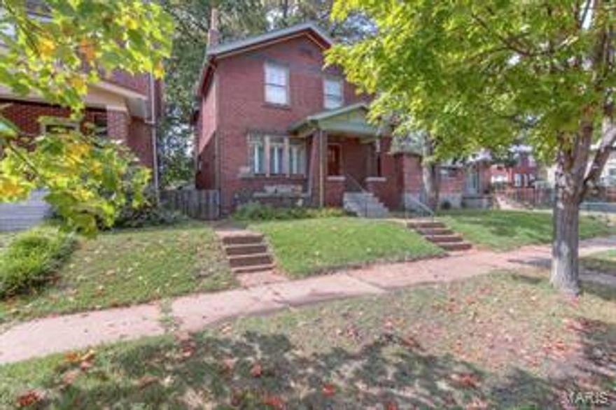 Beautiful Brick 3 Bed, 2 full bath, Dogtown Home - a true Diamond in the Rough! Location simply doesn't get any better than this: walk to the Zoo, Forest Park, Hi-pointe Theatre, Felix's Pizza Pub, and the list could go on and on. Dogtown is in the middle of it all - 5 minutes from just about everywhere you want to be in St. Louis! This home is being sold in "AS IS" condition; Sellers will NOT make any repairs or perform any inspections. All Buyer-paid inspections are for informational purposes only. This wonderful home has endless potential - the master bedroom offers 2 large walk-in closets; the living room boasts built-in book shelves and a beautiful masonry fireplace with mantel. There is a great front porch and a private, partially fenced-in back yard with a garage! The 1000 block of Louisville is one of the friendliest streets in St. Louis with annual block parties and lots of activities.  Don't miss your opportunity to restore this delightful home to its full potential!