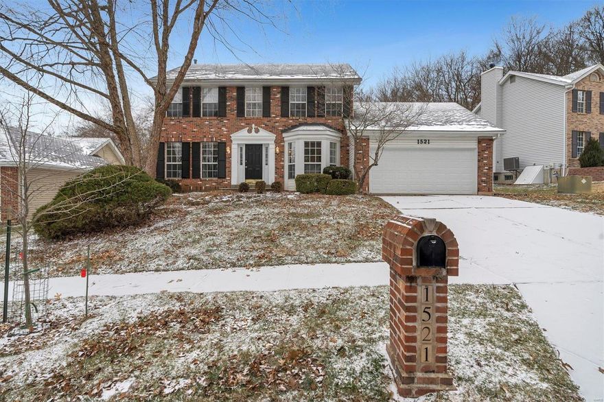 A penny saved is a penny earned. Excellent opportunity for instant equity. Similar sized houses in the subdivision have sold for $470k within the past few months. You're going to love this neighborhood... this cul de sac... and the privacy of your yard not backing to another house! The house has great curb appeal - brick front and bay window. Awesome floor plan - its completely open from the family room to the large kitchen. FR features a gas fireplace, built-in bookcase and large bay window - it gets great natural light. Separate living & dining rooms. Bedrooms upstairs have plenty of closet space. Master has two closets, bay window, double sink, shower & separate tub. Unfinished lower level. Convenient location in the Parkway school district and just minutes from multiple parks and the convenience of Hwy 141. Pick out your new floors & appliances, grab a paint brush and turn this house into your new home. Don't wait - this opportunity won't last! Property is being sold as-is.