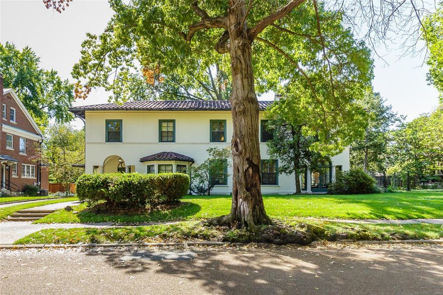 BEAUTIFUL! Don't miss the opportunity to live on one of the loveliest private streets in St. Louis! This Mediterranean villa-style house was built in 1922 and designed by architect James P. Jamieson (the architect of WU Brookings Hall). Truly a home for living and entertaining the 1st fl circulates easily from foyer to living room to dining room to kitchen. . . and you cannot miss the original butler's pantry with built in cabinetry and prep area. Enjoy the beauty of the yard and sunshine any day as you sip coffee and read the paper in the solarium or take it outside to the covered deck off the breakfast room. The yard is spectacular with landscaped walks and beds and a pool that invites a relaxing dip. Walk up the welcoming front stair with original leaded glass windows to the 2nd fl. 5 bedrooms and three full bathrooms surrounding a light filled and spacious center hall. The 3rd fl is the perfect artist or reader's retreat. Photos don't do this home justice! You must see it! Additional Rooms: Sun Room