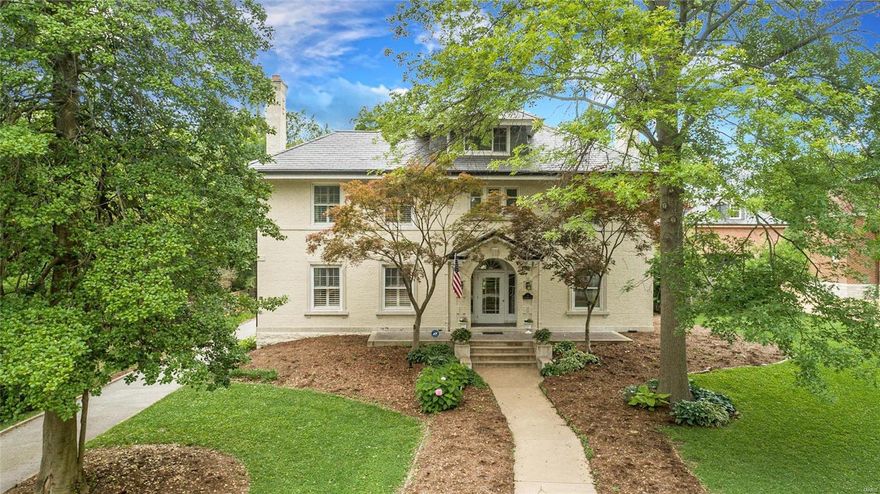 6 Bedroom/3.5 Bath traditional home with gorgeous swimming pool nestled on 1/2 acre on quiet tree lined street in one of Clayton’s most sought-after neighborhoods! Old world charm meets modern elegance in this picturesque estate that boasts 3 floors, including in-law’s suite. Grand living room with fireplace & formal dining room will make entertaining during the holiday season a breeze. You'll love the gourmet kitchen with crisp white cabinetry, high-end stainless steel appliances & butler’s pantry. Cozy family room with built-in bookcases and pool view. Mezzanine level bedroom with stunning French doors with stained glass! 2nd Floor features master bedroom suite & 3 additional spacious bedrooms. 3rd Floor in-law’s quarters includes full bath, room for bedroom, sitting & office area. Enjoy BBQs on covered deck overlooking pristine private backyard pool surrounded by beautiful landscaping. #1 Clayton school district. Walk to Oak Knoll Park, downtown Clayton, Wash U, and Fontbonne.