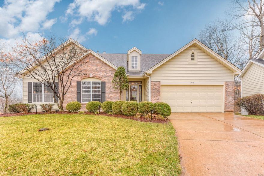 Welcome home to this bright, clean and open updated ranch style home nestled on a cul-de-sac lot that overlooks wood, trees and a park!!  Split bedroom floor plan, 9' ceilings on the main floor and loaded with upgrades!  From the entry foyer, the spacious great room provides a gas log fireplace and striking wall of windows that offer fabulous views! The recently updated kitchen features 42" stained maple cabinetry, some with glass fronts, granite counters, center island, stainless appliances and adjoining main floor laundry.  The private master suite has bay window, walk in closet and updated bathroom w/extended vanity top (2nd sink plumbing is available) and separate garden tub and shower.  Two additional bedrooms and updated hall bath complete the main floor.  The walk-out lower level is ready for your finishing touches and includes full bath rough-in. Enjoy the fabulous views from the low maintenance deck overlooking the backyard.  AAA Parkway Schools nearby too!