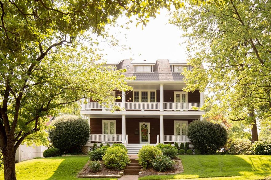 Welcome to this 1904 beauty! This lovely, well maintained home offers all the details you would expect of the period with all the upgrades you need to make everyday life easy. Three floors of living space with third floor master suite includes a fabulous bedroom, sitting area, beautiful bath and a large customized walk in closet. Living and dining room both have French doors leading to the porch. Lovely woodwork and hardwood floors are through out the house. Four additional bedrooms and an updated bath complete the second floor. The updated kitchen will inspire any chef or every day cook. Sub zero refrigerator, Wolf oven and range, two dishwashers, & custom wood cabinets with built in roll out shelves and gorgeous granite. Main floor laundry and mudroom. Walk to Clayton for work or dinner. Great neighborhood and property backs to Kingsbury with sidewalks and wide streets for biking and walking. Large fenced backyard and patio perfect for any activity! Two car rear entrance garage.