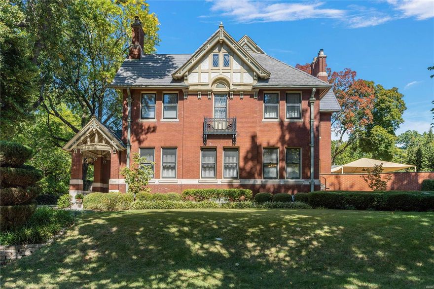 Impeccably maintained & updated, this classic Arts & Crafts inspired home was built in 1918.  Conveniently located near the BJC Med Complex, just 3 blocks to Euclid Ave. and directly across the street from Forest Park what more could you ask for in a location.  This era of home showcases the great importance of functional aesthetic beauty and the artistry of the craftsman. Elegant entry foyer with a significant architectural staircase leading to 2nd flr. with large leaded glass window. Gracious formal living & dining rooms, large, south facing sunroom, informal dining room/butler's pantry.  Updated kitchen w/ Gaggenau, Miele, Viking & Sub-Zero appliances + walk-in pantry. Spacious primary suite w/ attached sitting room, 3 add'l bdrms + 2 full baths complete 2nd Flr. 3rd floor features palatial studio/5th bdrm w/ 2 walk-in closets, luxurious marble bath complete with steam shower.  Very private back yard w/English formal garden, multiple seating areas + large koi pond w/ water feature. Additional Rooms: Mud Room, Sun Room
