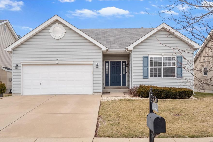 Welcome to this well maintained and updated ranch home in the highly desirable neighborhood of Wabash Woods in O'Fallon. This home is situated on a level lot and backs to sports courts and a playground! Inside, you will find an open floor plan with 9' ceilings. Three bedrooms including the spacious primary bedroom w/ full bath w/ shower/tub combo, plumbed for dual sinks, and walk-in closet. The eat in kitchen features granite counter tops, ss appliances, breakfast room, and plenty of cabinetry. A full hall bath and laundry room round out the main level. The LL is roughed in, has a rec room area, room for storage, and plenty of space for a possible finish if so desired. The back yard is level and backs to common ground, sport courts, and a playground. Don't miss your opportunity to own a well maintained 3 bed/ 2 bath ranch home in a highly sought after area. Close to transportation, shopping, and entertainment.