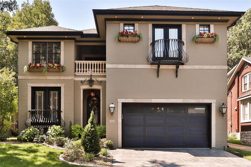 University City Oasis with Dramatic Spaces!  8 Year Old 1.5 Story Custom Home Just Steps from Clayton.  This Hansom Residence is Built for Today’s Lifestyle.  Open and Airy.  10’ Ceilings, Triple Crown Moldings, Handscraped Walnut Flooring, 4 Gas Fireplaces, Custom Wrought Iron Doors, Complete Whole House Sonos Surround System!  Gourmet Kitchen with w/ 4” Granite Counters, Custom Cabinetry w/ Glass Fronts, Wolf /Sub Zero/Asko Appliances, Pot Filler, Under Cabinet Lighting.  Master Suite with Coffee/Wine Bar.  Two Laundry Areas. Vaulted Hearth Room, Great Room with Access To Backyard Serenity: Covered Porch and Pebble Tec Salt Water Pool with Water Fall, Professionally Landscaped with Inground Sprinkler System. Wine Cellar. The Finished Lower Level Has It All:  Stone Wet Bar with Secondary Kitchenette, Theatre Area, Game Room, Exercise Room, Guest Suite with Full Bath.