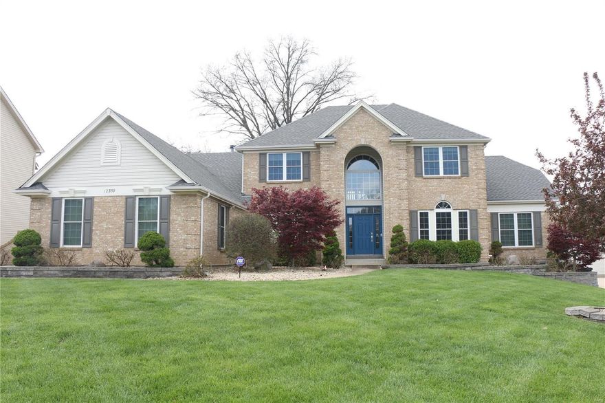 Must-see, expansive 5 BR, 5.5 BA home on cul-de-sac in coveted Questover neighborhood! On premium lot, this 1.5-story home boasts wonderful layout + open floorplan. Grand staircase + marble foyer open up to formal DR and LR. Hardwood floors lead to 2-story Great Room w/ dramatic wall of windows affording natural light, sunset view, and moon views + fireplace + wet bar. Gourmet kitchen has spacious eating area w/ backyard views, high-end stainless steel appliances and custom cabinetry + flows into Hearth Room. Vaulted main-floor master BR suite w/ 2 walk-in closets + BA w/ jetted tub. Half BA + laundry/mudroom w/ generous cabinetry on main level. 2nd level: loft area + 3 BR each w/ en-suite BA. Vast LL: 1 BR + full BA, semi-private media room, large wet bar, rec room and plenty storage space in unfinished area. Spacious front yard + backyard! 3-car garage w/ electric car outlet. Close to parks, Olive, I-270, popular shops/restaurants + major hospitals, this home won’t last long!