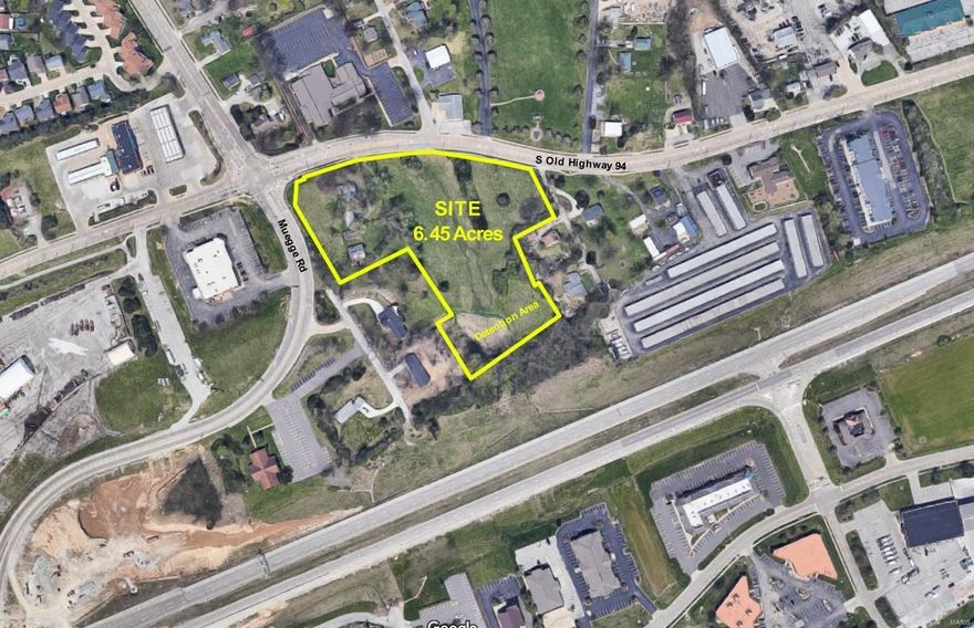 Great Location at the corner of Old Highway 94 and Muegge Rd. New Interchange Fall 2024. Easy Access to Hwy 94/364

Best use: Commercial
Zoned: Agricultural
4-way lighted intersection at Muegge
Utilities available: water, gas, electric and septic Location: Corner Location