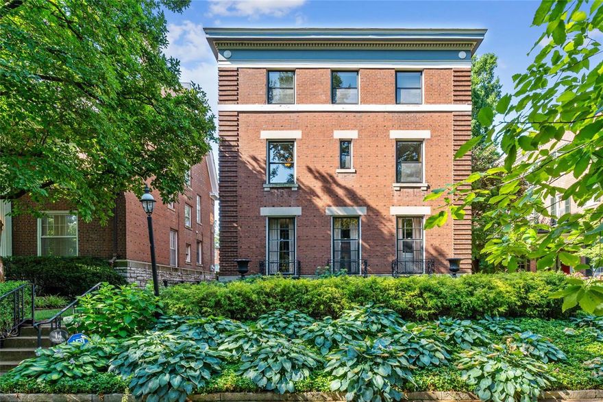 Classic Federalist architecture and modern masterful design are uniquely embodied in this historically-significant home on one of Central West End's premier private streets.  Entertain in grand style in the sensational, chef’s kitchen which includes a breakfast room & butler pantry. Every detail in the dramatic kitchen was carefully selected and quality crafted and incorporates center island w/ white marble top, Wolf & SubZero appliances & features espresso station, warming drawer and fireplace. Other first floor highlights include 10ft. ceilings, beamed dining room ceiling, new deck and enlarged screened-in porch (2023). The spacious master suite, includes fireplace, walk-in closet w/ organizers, dressing table & bath w/ separate shower & tub. Additional bedrooms provide plenty of room for sleep, study or storage.  Updates include renovated 2nd floor bath w/ laundry, paint & wallpaper throughout & added wood flooring round out the quality features.  Two-car garage w/ bonus room above. Additional Rooms: Wine Cellar