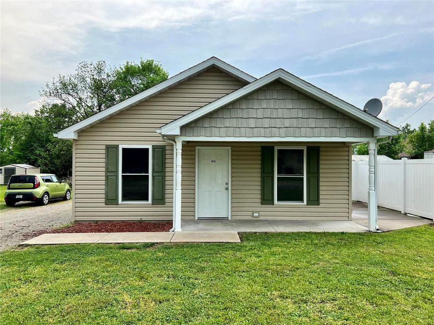 Low maintenance, move-in ready home waiting for it's new owners! On the interior you will find an open floor plan featuring a large living room, kitchen/dining combo, master bedroom suite, two additional bedrooms, and full bath. On the exterior you will find a covered front porch and side patio that would be perfect for Bbq's this Summer. Off-street parking, level lot, and close to everything Fredericktown has to offer!