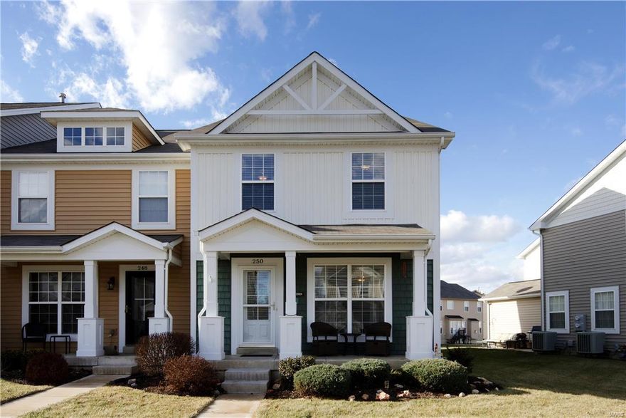Larger light filled end unit shows like a display!  Tiger Wood flooring, Stainless kitchen appliances to include a gas cook top [electric hookup still in place], 2nd floor laundry room, finished lower level with rec room, custom storage area , wine nook, and a bonus room/storage area... 2nd floor loft/bonus room has a skylight/solar tube adding even more light [HOA approved!],... newer custom master shower, newer hot heater, louvered brushed nickel door handles, custom garage shelving, epoxy floor in garage and a side service door leading to the side yard ...2 car attached garage accessed from the rear.. big walk in master closet... tile floor in baths and utility/laundry room..nicely sized kitchen offers a raised bar and ample cabinet/storage..new roof in 2012...this impeccably maintained town home with great community features will be impossible to pass up! Location: Corner Location, End Unit