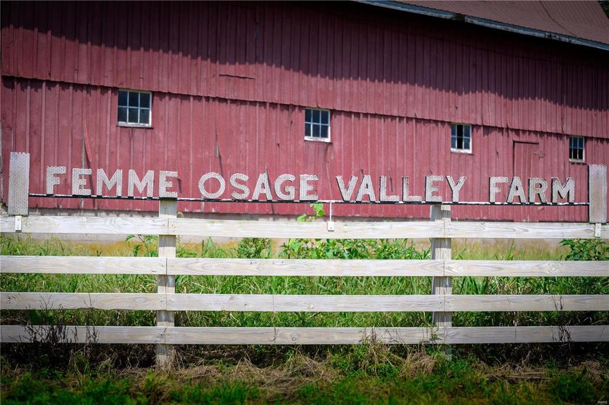 You do not want to miss out on this opportunity to own a 400 plus acre farm minutes from Boone Valley Golf Course and several renowned Missouri Wineries.  Femme Osage Valley Farm in Augusta, MO has a tremendous historical presence with rolling pastures, endless amounts of wooded forests, over 150 acres of tillable land and the Femme Osage Creek.  Set on the land; the main house dating back to Daniel Boone in the 1880's, a series of red barns with a masonry silo and several other outbuildings completing this picturesque property.