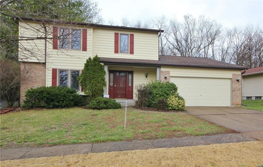 Super 2 story sitting on a private lot backing to trees.  Enter through the new(in 2015) front door unit with side lights and full glass storm door.  Beautiful laminate flooring in the entry, powder room, kitchen, breakfast and family rooms.  Vault, beam, and fireplace in the family room.  Kitchen has a breakfast bar and greenhouse window.  Dining room with bay window.  Box bay in the living room.  Updated windows throughout the home.  White 6 panel doors throughout.  Upstairs has three spacious bedrooms and 2 full baths.  Master has a bump out walk in bay, double closets and an updated bath.  Bedrooms 2 and 3 have walk in closets.  Also enjoy the finished lower level with a family room and a sitting room or office area all done in finishes comparable to the main floor. Enjoy the huge exposed aggregate patio and watch the kids on the play set.  Vinyl siding with foam backing.  Other recent updates also include the furnace in 2015, and roof in 2012.  Hurry, this one is priced to sell!