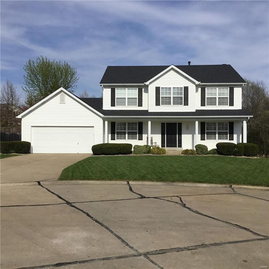 2-story, 4 bedroom/2.5 bathroom Home is located on a cul-de-sac and sits on a prime lot & offers over 2500 sqft of living space! Expanded floorplan gives the garage an extra space for a tandem plus one for a total of 3 car spaces. Inviting front porch, wood floor entry, formal dining room & living room. Open fell with large kitchen w/ Beautiful cabinets and large peninsula, Brand new 5 burner stove and a breakfast room. Family room boasts an impressive brick fireplace (WB) with ceiling fan & a view to the picturesque backyard. New Carpet Feb 2015. Upstairs offers a loft area for office space/sitting area. Master bedroom suite w large bathroom that features WIC, dbl vanity, private toilet area, corner tub & separate shower. Three additional large bedrooms.  Main floor laundry and mud room. New Carpet in 2015. New Roof 2015. Inground sprinkler system! Additional Rooms: Mud Room