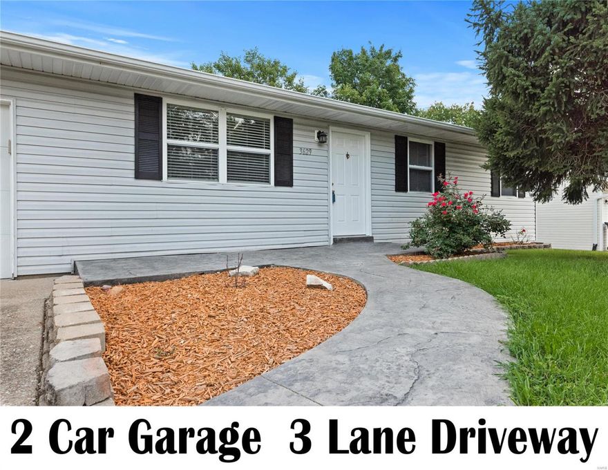 *PRICE IMPROVEMENT!!* CLEAN CLEAN CLEAN!  This is YOUR opportunity to own just under 2000sf of living space for just under $200k in an Unincorporated St. Charles County neighborhood!! Freshly painted! NEW Luxury Vinyl Flooring; NEW 6 Panel Doors; NEW Carpet in all 3 Bedrooms; NEW Kitchen Countertop; NEW Ceiling fans in Living Room & Kitchen; Finished Lower Level (also has NEW Luxury Vinyl Flooring) has possible extra sleeping room with walk in closet!   Kitchen is updated and has oversized sliding window to offer great view of backyard. Walkways to front door are GRAY STAMPED CONCRETE creating a beautiful entrance to this home!  Driveway has third row of parking leading to  the Two Car Garage with Electric Opener. Garage has NEW man-door leading to LEVEL, FENCED backyard. This Home has been priced to sell; MOVE IN READY!!