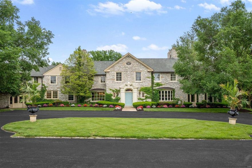 Designed and built in 1937 by Jamieson and Spearl, this classic English country estate is being offered for new stewards to continue this extraordinary property's legacy. As you arrive from the meandering driveway, the main residence becomes visible as the crown jewel of its 8.65 sprawling acres. The ivy-clad stone facade is only the beginning of this well-established property, which lends itself to a lifestyle where its occupants feel just as comfortable in well-worn muck boots as they do clad in Black-Tie. The generously proportioned rooms flow seamlessly into one another, showcasing the extensive millwork, rich paneling, and six fireplaces. A more recent expansion and renovation meticulously blended the old with the new, including the family room with soaring windows and adjacent custom kitchen. The surrounding grounds include lush plantings, stone patios, a magnificent pool with fountains, outdoor fireplace, cottage with kitchen and bath, and workshop/equipment bldg. 5-car garage. Additional Rooms: Mud Room, Sun Room