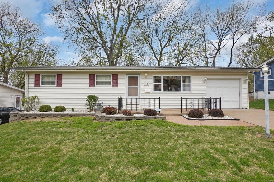 Meticulously cared for,well maintained 4 bedroom 1.5 bath home in McCluer North boundaries. Spacious living room lets in so much natural light with large picture window, and features a custom hand crafted built-in display cabinet.  This room flows into updated and open kitchen featuring LVP flooring, backsplash, double sink and cabinet lighting. This spacious area allows for an eat-in dining/kitchen experience perfect for entertaining.  Bedroom off kitchen can be your primary bedroom with 1/2 bath AND MF laundry, or utilize as a second living space, office, or flex room. Down center hallway, 3 generous size bedrooms with ample closet space and updated bathroom with walk-in shower featuring bench seating/grab bars complete main level.  Finished LL with large family rec room, and 2 additional sleeping rooms w/closets provides great space for all! Abundant storage w/ 2nd laundry hook-up. Enjoy your fenced back yard with a great patio, and beautiful mature trees. New roof in 2024!