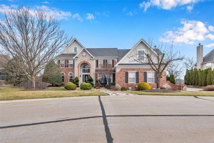 Prime Sunset Hills location in one of St. Louis' premier golf communities, TAPAWINGO. This is the ultimate location with a 2+ acre cul-de-sac lot backing to trees. The setting is private and among the finest homes in the subdivision. The main floor features light and bright spacious rooms perfect for entertaining. The kitchen has 42" cabinets, granite counters, stainless appliances and center island. Breakfast room adjoins hearth room and leads to screened in porch. The upper level features a primary suite with luxury bath and walk-in closet, 3 additional bedrooms, 1 has private bath and 2 share a Jack and Jill and a loft area. The walk out basement is nicely appointed with an additional bedroom, family room, rec room and full bath. It leads to resort like living, your own oasis, w/ a heated inground pool, enormous patio space. The yard is beautifully landscaped & has an irrigation system. Additional amenities: screen porch, 5 fp's, main floor laundry, zoned HVAC, security system.