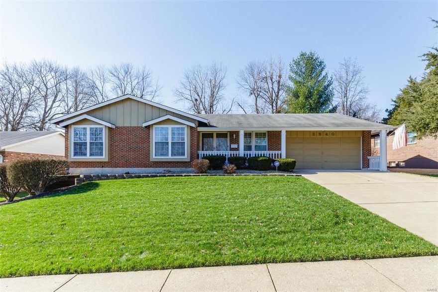 Fantastic Ranch Home on a quiet street conveniently located near Lindbergh & HWY 270. Features Include..* Beautiful Curb Appeal * Full Brick Elevation front & sides * Large covered Front Porch * Newer Carpet Throughout * Large Entry Foyer * Formal Living Rm * Formal Dining Rm * Spacious Family Rm w/ Gas Fireplace * Eat in Kitchen w/ double oven, dishwasher, microwave, Fridge, & Pantry * Main Floor Laundry, washer & Dryer stay(3 yrs old) * Master Bedrm-walk in closet & completely Updated Bath w/ Adult height vanity * 3 additional Bedrms on the main floor-closets are deep w/ additional shelving * Hall Bath offers Adult Height Vanity w/ solid surface counter top * Lower Level has a Storage Closet, a workshop area, Painted rafters & Lots of Storage shelves * Large Covered Patio in the Partially level Backyard  * Oversized 2 car Garage offers a Storage closet & lots of Shelving * High Efficiency HVAC  w/ UV air disinfection system * Duct work cleaned in 2014 * Extra insulation blown in 2015