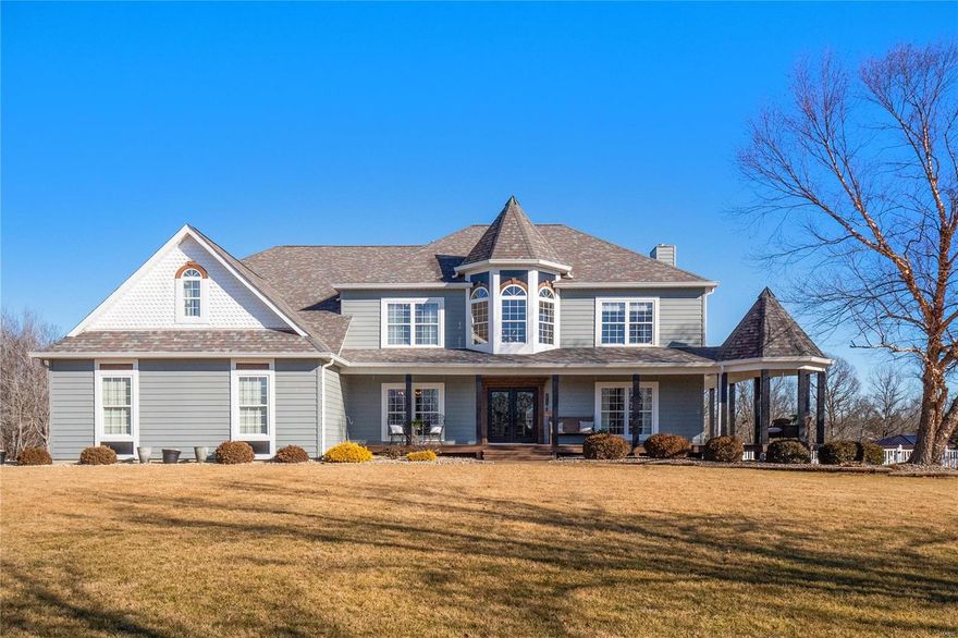 Amazing totally updated Victorian Estate home w/ detached garage situated on 3 ac with meticulous attention to detail & true craftsmanship that went into this home. This private oasis boasts 3 gazebos, private pond, in ground pool, & a new cedar wrap around deck to enjoy all the views. 2 sty detached garage 52'x32' deep is a car buffs dream, 1/2 bath, a 30x32 bonus room and covered patio with lake view. Main house is over 4,100 sq 'of beautiful millwork throughout, hardwood floors, fresh paint on walls, woodwork, stairs, built in bookshelves, custom cabinetry, bonus room & loft. Chefs dream kitchen, w/ new backsplash, light fixtures, huge center island, quartz counters, SS appliances seamlessly opens to the hearth room that provides plenty of seating & natural light. Owners suite is sure to please w/ totally remodeled bath w/ modern features. Finished w/out LL has exercise/hearth, fireplace, bedroom, full bath & rec room that is the perfect for entertaining. You must see to believe! Some Accessible Features