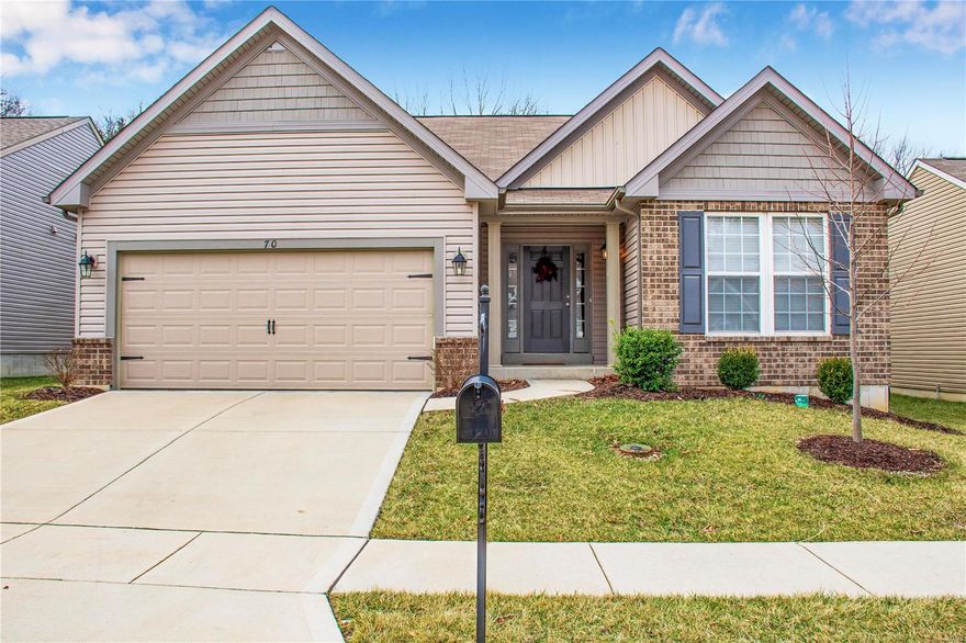 You are going to fall in love with this 3-year young home in a great Fenton neighborhood. The warmth you feel at the front porch & into the welcoming foyer will make you feel at home instantly. This quality-built Rowles Devonshire offers an open & inviting divided BR floor plan w/hardwood flooring, vaulted ceilings in the spacious Great Room, marble-faced gas fireplace, plantation shutters, awesome kitchen w/oversized island w/breakfast bar & upgraded matte, gunmetal gray appliances, & separate, main floor laundry room. Master Suite includes luxury bath w/double bowl sinks & vanity area, shower w/seat & separate garden tub, & enormous walk-in closet you’ve been dreaming of. Lower level is a blank canvas for you to create your own space w/full bath rough-in & egress window. Manicured exterior space backing to woods. Located moments away from Gravois Bluffs. Convenient access to Hwy 141, 30 & 270. Cul-de-sac living for privacy & safety- no thru traffic. Don’t miss out!