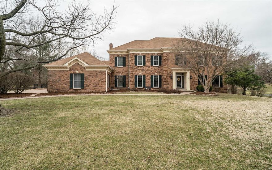 Stately 5 bedroom 6 bath home, located in the Exclusive Essex Point Subdivision of Town & Country, is NOT your typical 2 Story.  Its many unique amenities begin in the Entrance Foyer w/ the Solid Wood Herringbone Floors.  Family Kitchen w/Spacious Center Island, Loads of Counter Space, Gas Cooktop, & SS Appliances including the COVETED DOUBLE OVEN! Every Room on the back side of the ML walks out to the patio/yard.  Inviting Family Rm is accented by Beautiful Wood Ceiling Beams.  Ease into the adjacent SUNROOM w/ its playfully mounted diagonal wood walls, 3 skylights & 2 ceiling fans.  Spacious 2nd fl Foyer connects the Master Suite, & 4 addnl bedrooms, each having DIRECT ACCESS to a BATH.  Bedrm 5 triples as In-Laws/Guest/or Nanny’s Quarters, w/ a walkout to a 2-tiered deck & ground level.  LL has addnl space for media, office & a cute dance studio.  Level Acre yard showcases a GORGEOUS Garden Bridge over a dry creek bed, & filled with colorful surprises once Spring arrives… Additional Rooms: Sun Room