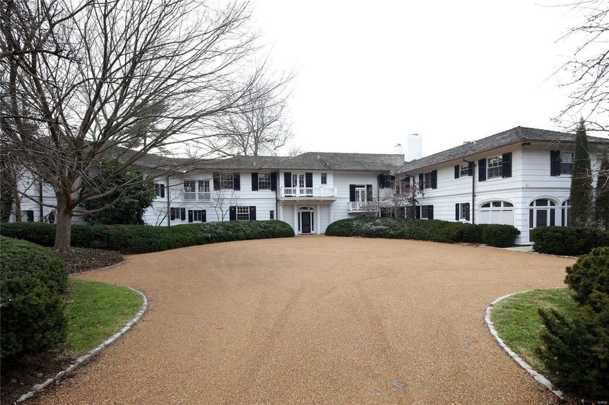 Offered in conjunction with 18 Upper Barnes (ML# 20090640) as a 16.64 acre estate adjoining Saint Louis Country Club. The 11,000 sqft home, built in 1912, was the Joseph Pulitzer family residence, then since 1962 occupied by the current family. Classic architecture includes: extensive millwork, casework, hardware, 10’ first floor ceilings and 9’on the second. The main rooms are a grand scale and overlook the stunning southern terrace and grounds. Upstairs there are 6 bedrooms including: 30’x18’ master at the south west corner of the house, and a guest apartment on the east end. Three more bedrooms are located in a separate wing.  A commercial kitchen, secondary kitchen, and butler’s pantry support any size event. The lawn surrounds the house with redbuds and magnolias in the front, the beautiful south lawn in the rear and the gently rolling grounds. Other features: motor court,10 fireplaces,elevator, generator,3 car heated garage and pool. No access to property without appointment.