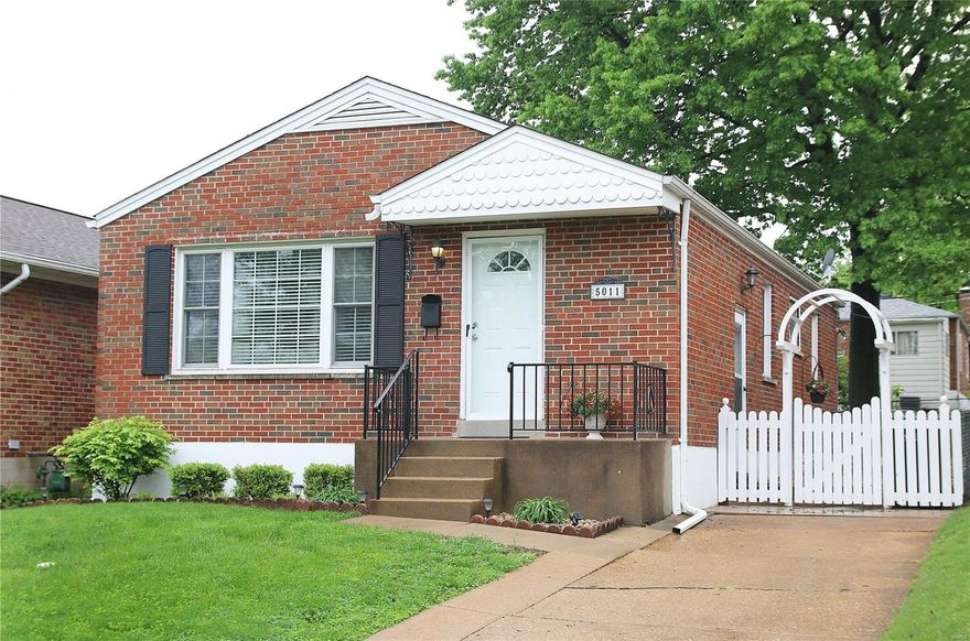 Exceptional opportunity on a tree lined street in the heart of Shrewsbury. Tastefully updated two bedroom one bath brick ranch.  Just a short walk from parks, pool, city center, Metro link and much more!  Charming front porch welcomes you home. The entire main floor boasts beautiful hardwood floors. Entire home was freshly painted 2019. Six panel doors throughout. Updated kitchen with stainless appliances, custom cabinets and ceramic tile flooring, Convenient breakfast bar. Master bedroom with double closets and second bedroom also with large closet. Updated bath with pedestal sink and refinished tub.  Huge finished lower level with can lighting and new carpeting 2019.  All vinyl windows and newer main electric panel. Fully fenced park like yard with cozy brick patio. Move in ready, All we need is you! First showing Thursday 5/9 at 9:30 am.