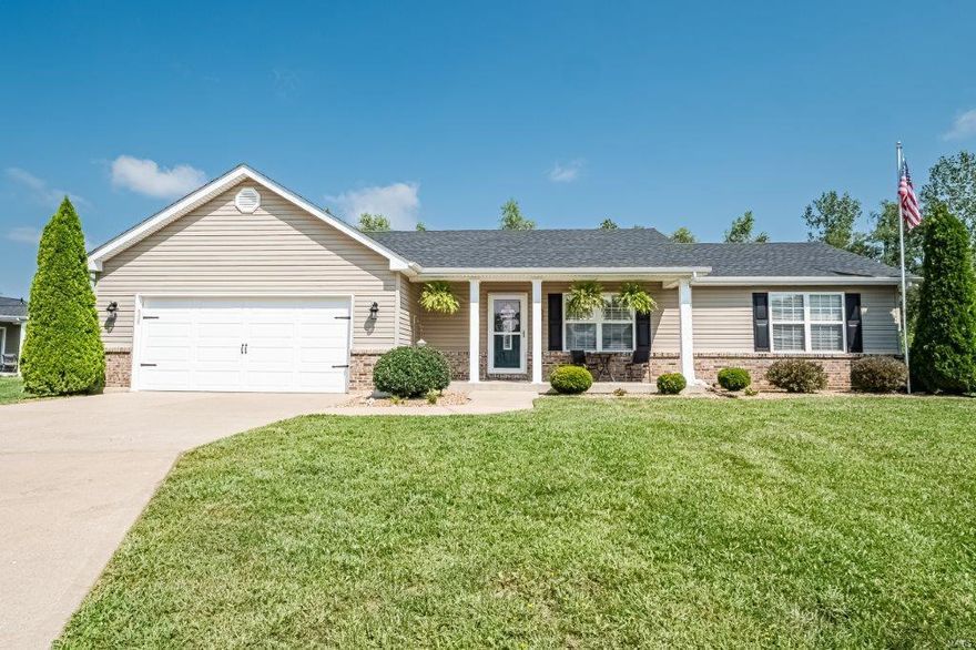 VAULTED GREAT ROOM RANCH with Divided Bedroom Floor Plan. Can't get any better than that! Beautiful kitchen with stainless steel appliances, center island, large dining space is open to the vaulted great room.  Primary bedroom has an En Suite with double bowl vanity, oversize shower with a seat, and a walk-in closet.  The main floor laundry room is 12 ft. long and has built-in cabinetry and countertop space.  Recent Updates Include a New Roof in 2023, New Deck in 2023, New Microwave & Dishwasher in 2022, Water Softener with additional filter 2023, Water Heater in 2023.  The partially finished walkout LL has a 4th bedroom and 3rd full bathroom, plus a functional wood burning stove. The lower level walks out to a large concrete patio area and a huge .33 acre yard that backs to mature trees and there is a huge level side yard for sports activities.  There is a chicken yard and a chicken coupe that can be removed prior to closing if the buyers do not want it.  Don't miss this one!